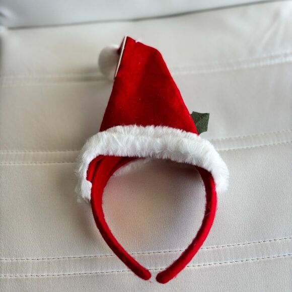 Demdaco Girl's Red Felt Sequin Santa Hat Holiday Headband with Faux Fur Trim - Picture 4 of 4